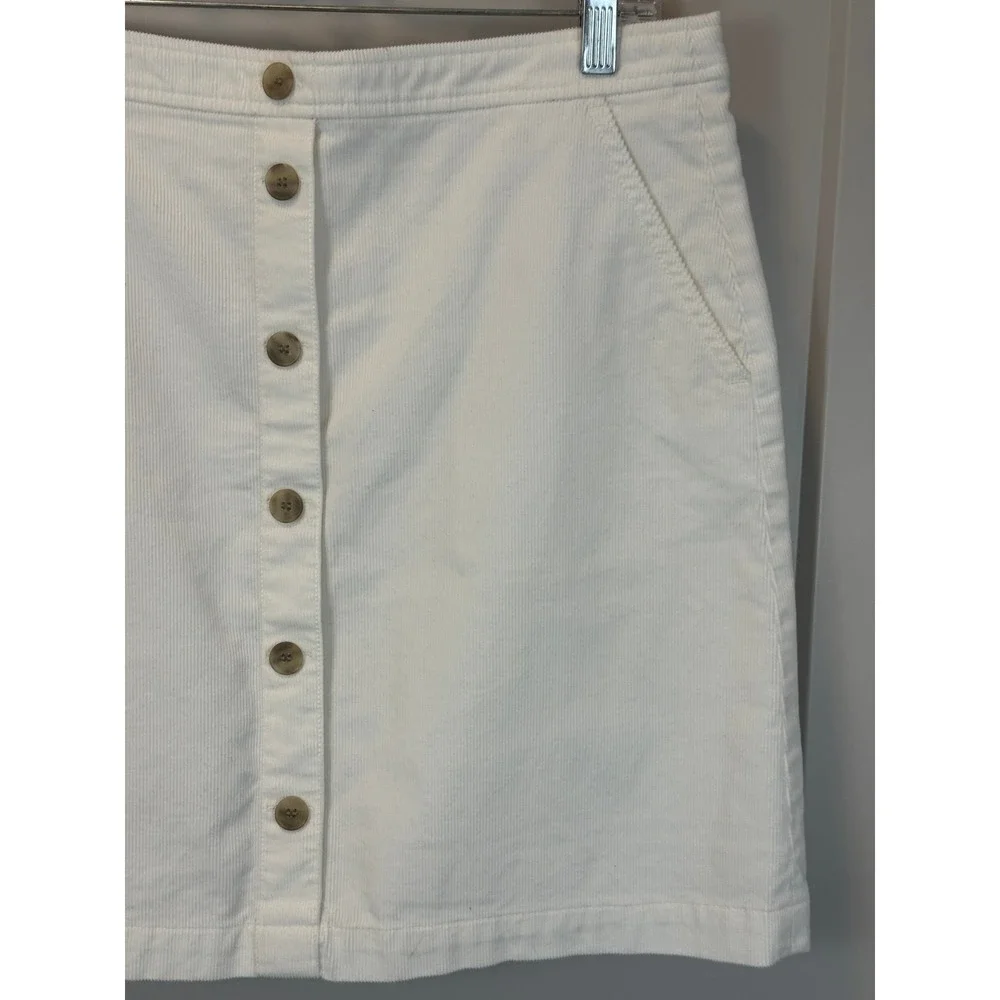 J. Crew Ribbed‎ Corduroy Mini Skirt Ivory Cream Off-White size 10